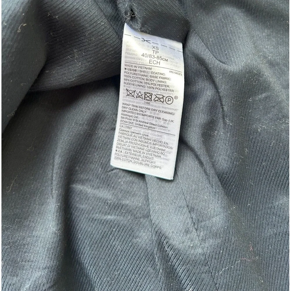 Banana Republic Polka Dot Trench Coat Water Resistant Belt Button Blue XS EUC - Picture 9 of 10